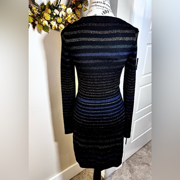 TRINA TURK Wool Colorful Metallic Stripe Bodycon Stretch Sweater Dress Sz S - Picture 7 of 12